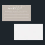 Modern Taupe Script Wedding Bucket List Advice Card<br><div class="desc">Modern Taupe Script Wedding Bucket List Advice Card</div>