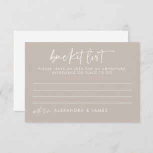 Modern Taupe Script Wedding Bucket List Advice Card