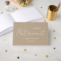 Modern Taupe White Happy Retirement Personalised