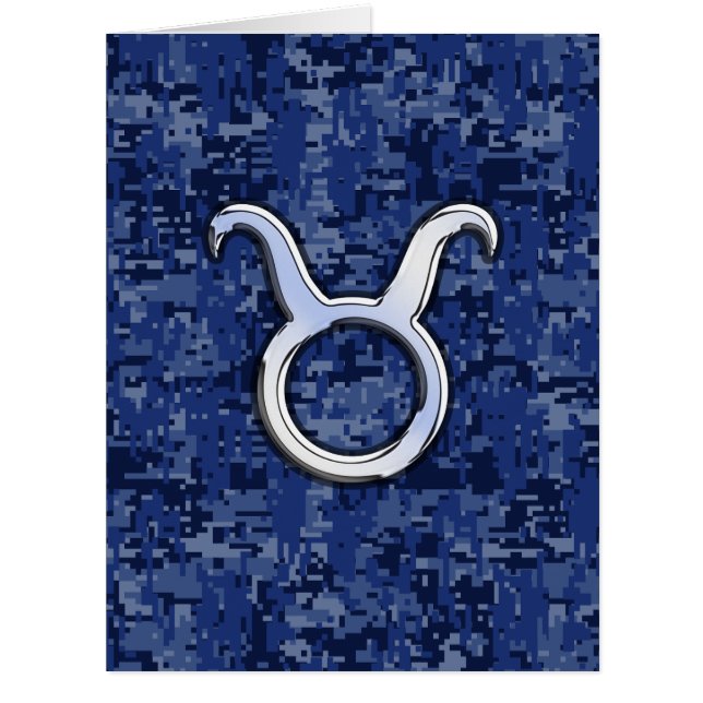 Modern Taurus Zodiac Sign Navy Blue Digital Camo (Front)