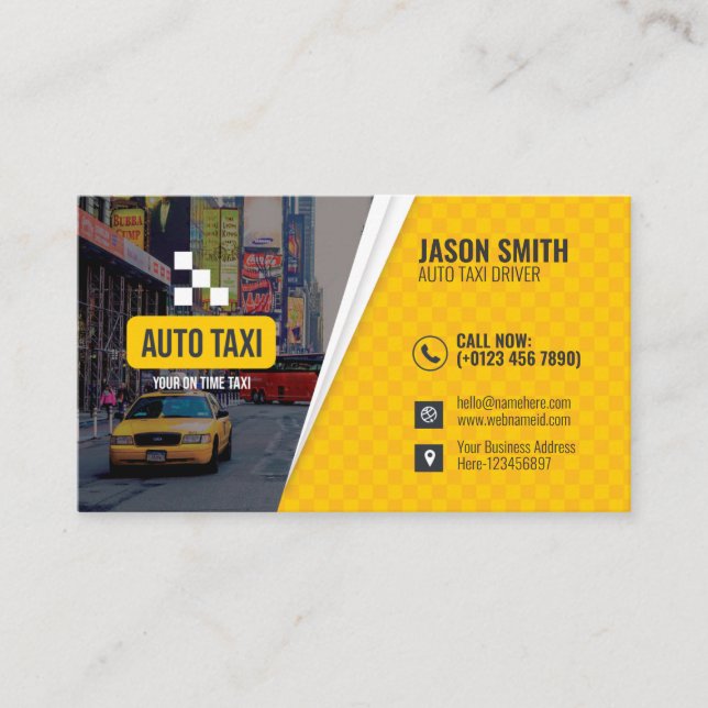 Modern Taxi Driver Business Card (Front)