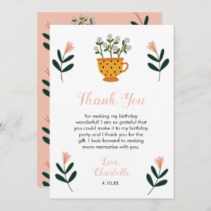 Modern Tea Party Floral Birthday Thank You Card