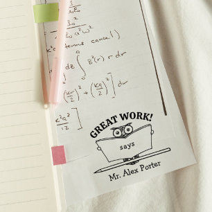 Modern Teacher Classroom Owl Great Work Rubber Stamp