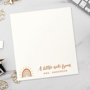 Modern Teacher Custom Name Boho Rainbow Sun Card