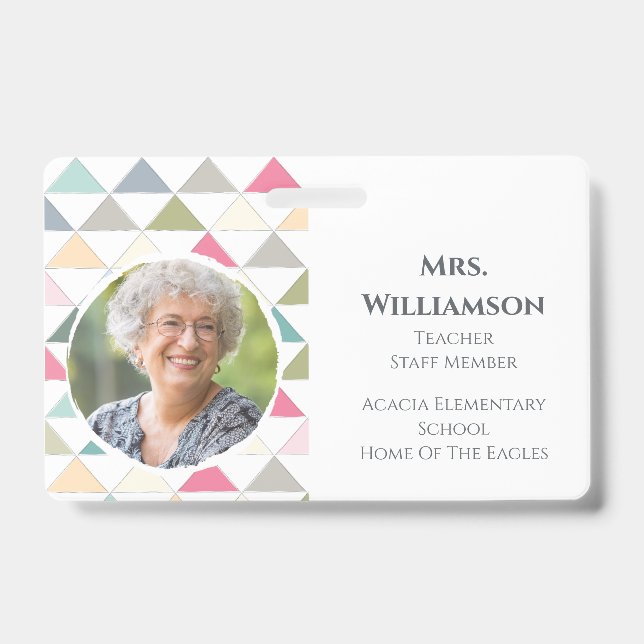 Modern Teacher Educator Staff Photo ID Colourful Badge (Front)