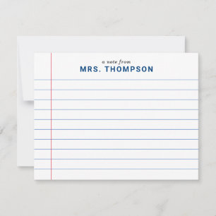 Modern Teacher Notebook Lined Paper Educator Blue Card