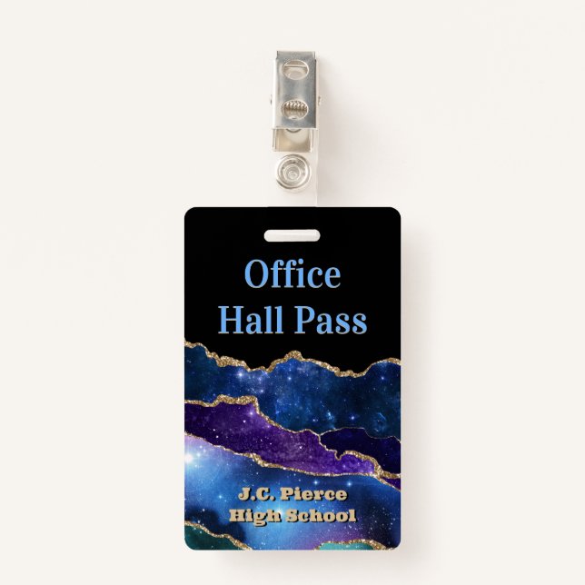Modern Teachers School Hall Pass Badge ID Badge (Front with Clip)
