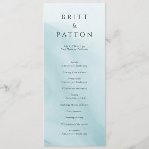 Modern Teal Abstract Minimalist Wedding Programme