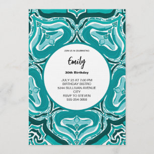 Modern Teal Abstract Pattern Invitation