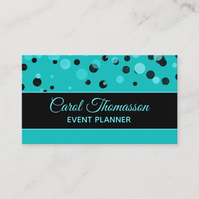 Modern Teal and Black All Purpose Business Card (Front)
