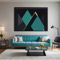 Modern Teal and Gold Geometric Abstract