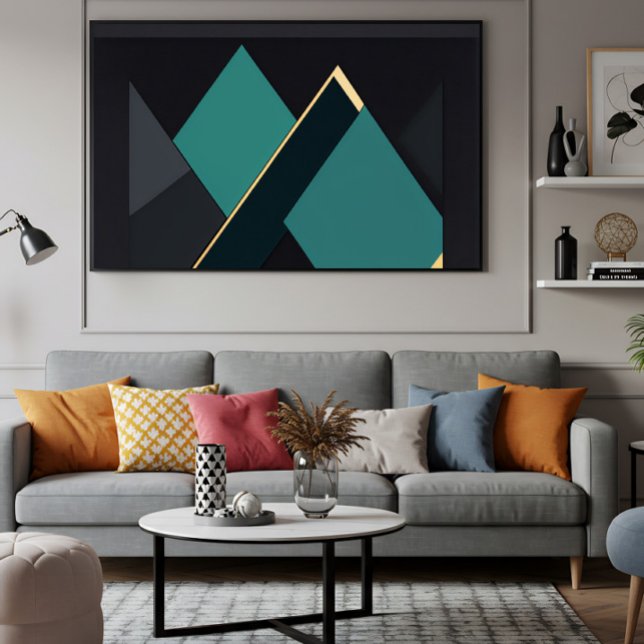 Modern Teal and Gold Geometric Abstract Poster (Creator Uploaded)