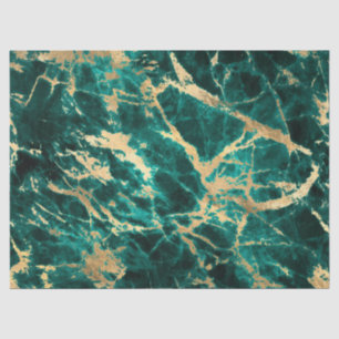 Modern Teal and Gold Marble Pattern Tissue Paper