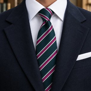 Modern Teal and Magenta Diagonal Stripe Tie