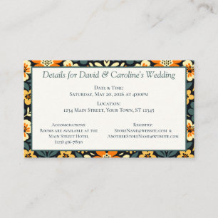 Modern Teal and Orange Floral Design Enclosure Card