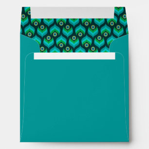 Modern Teal and Peacock Feather Pattern Envelopes