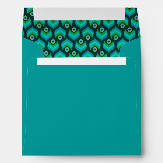 Modern Teal and Peacock Feather Pattern Envelopes (Back (Bottom))