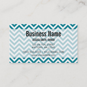 Modern Teal and White Chevron Pattern Business Card