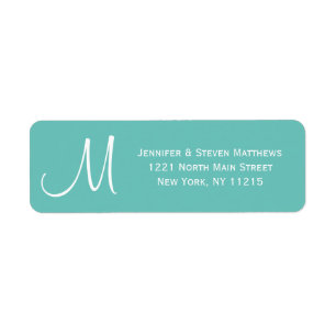 Modern Teal and White Monogram Names