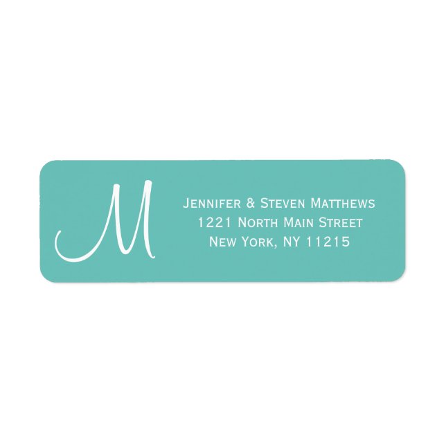 Modern Teal and White Monogram Names (Front)