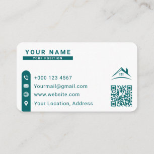 Modern Teal and White Real Estate Professional Business Card