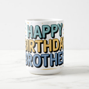 Modern Teal and Yellow "HAPPY BIRTHDAY BROTHER" Coffee Mug