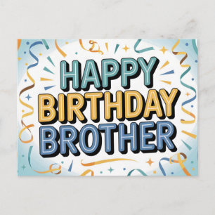 Modern Teal and Yellow "HAPPY BIRTHDAY BROTHER" Postcard