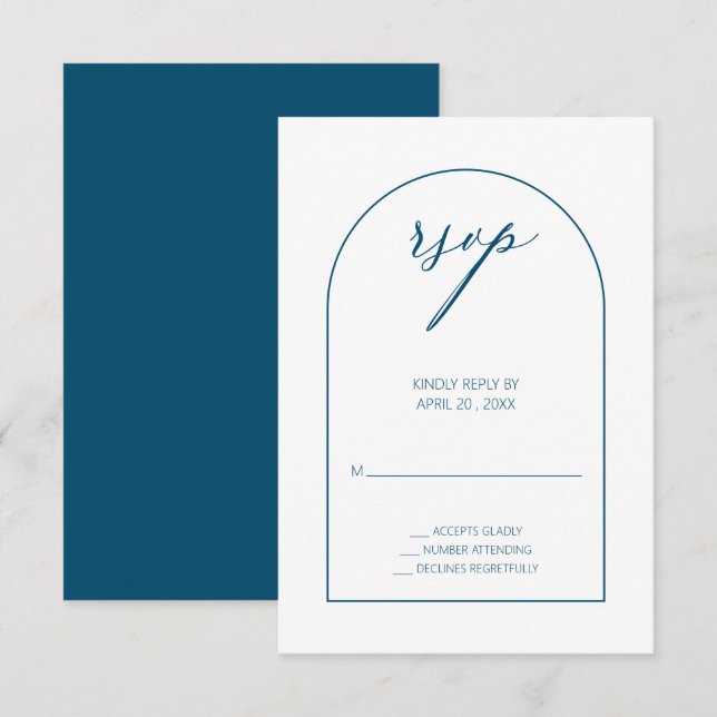 Modern Teal  Arch RSVP Enclosure Card (Front/Back)