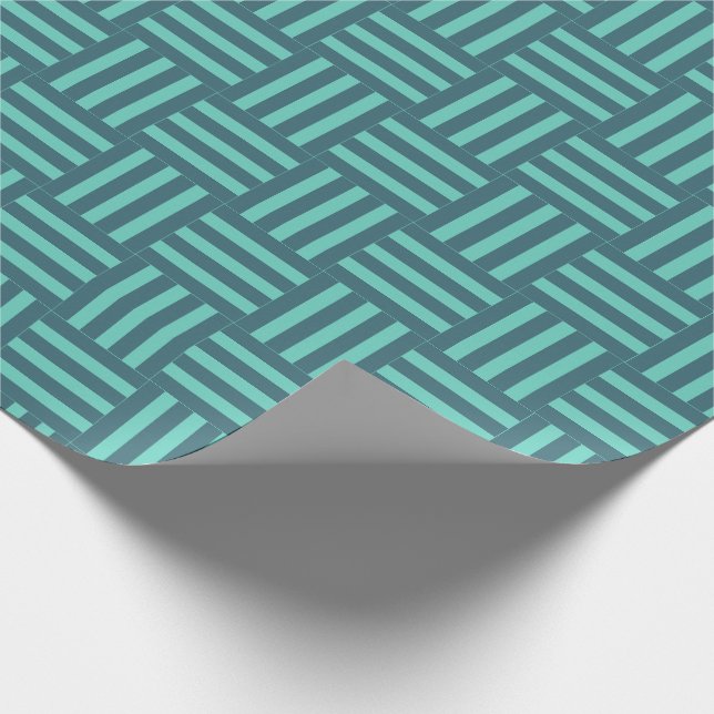 Modern Teal Basketweave Pattern Gift Wrapping Pape Paper (Corner)