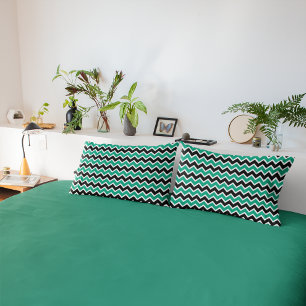 Modern Teal Black Chevron Pattern Pillowcase