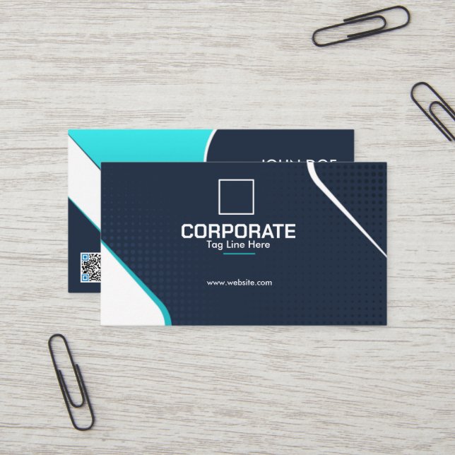 Modern Teal Black Professional Business Card (Front/Back In Situ)