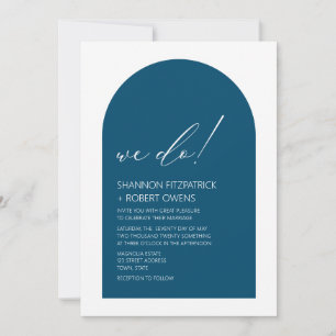 Modern Teal Blue Arch Photo Invitation