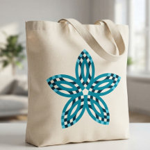 Modern Teal Blue Geometric Star Flower Custom