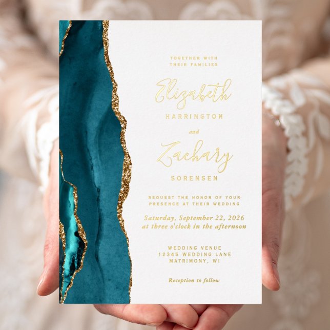 Modern Teal Blue Gold Agate Wedding (Creator Uploaded)