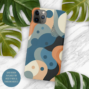Modern Teal Blue Orange Grey Black Art Pattern Case-Mate iPhone Case