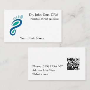 Modern Teal Blue Podiatry Foot Care Logo Business Card