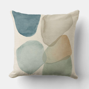 Modern Teal Blue Sage Green Abstract Color Block Cushion