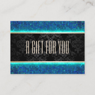 Modern Teal & Blue Sequin Gift Certificate