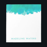 Modern Teal Blue Watercolor Chic Monogrammed Notepad<br><div class="desc">Add a stylish personalised accessory to your desk with this chic modern notepad. Design features a pretty blue green teal watercolor background and your name or other customised text in a simple typography turquoise font. This elegant and trendy notepad makes an elegant gift for her.</div>
