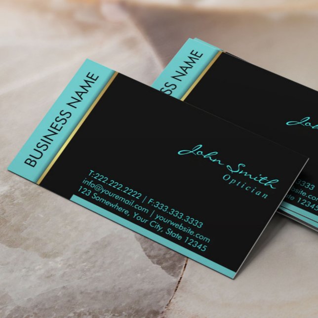 Modern Teal Border Optician Business Card (Creator Uploaded)