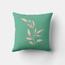 Modern Teal Botanical Leaves Decorative Throw