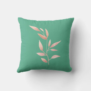 Modern Teal Botanical Leaves Decorative Throw Cushion