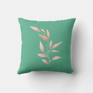 Modern Teal Botanical Leaves Decorative Throw Cushion