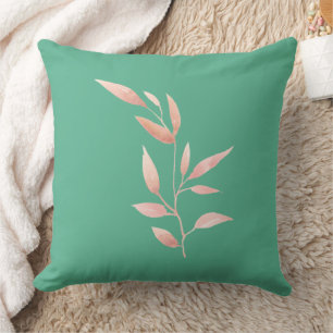 Modern Teal Botanical Leaves Decorative Throw Cushion