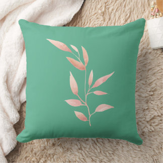 Modern Teal Botanical Leaves Decorative Throw Cushion