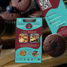 Modern Teal Burgundy Bakery Logo and QR Code  
