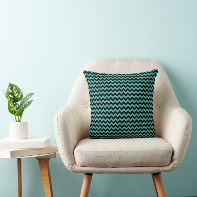 Modern Teal Chevron Stripes Pattern Cushion (Chair)