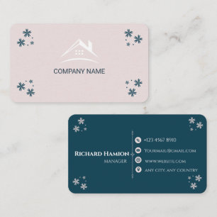 Modern Teal Custom Minimal Business Card Design