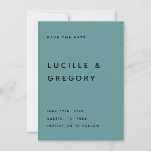 Modern Teal Editorial All Caps Save the Date
