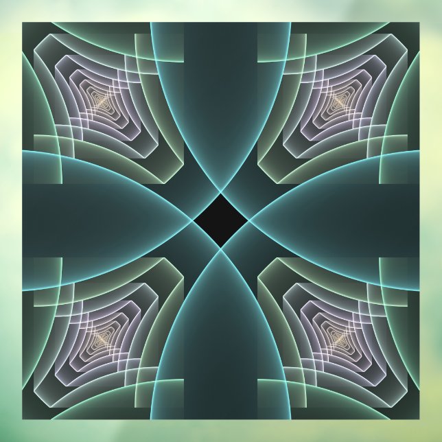 Modern Teal Geometric Fractal Art Graphic (Sheet 3)